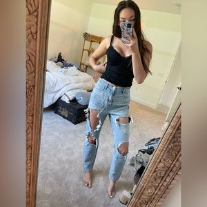 BDG high rise distressed mom jean